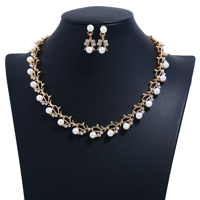 Parure de bijoux collier pendentif perle en argent plaqué or