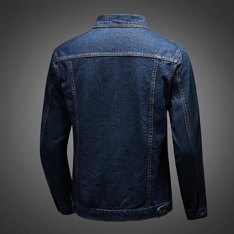 Men's Blue Vintage Slim Fit Denim Jacket Plus Size Thick Cotton