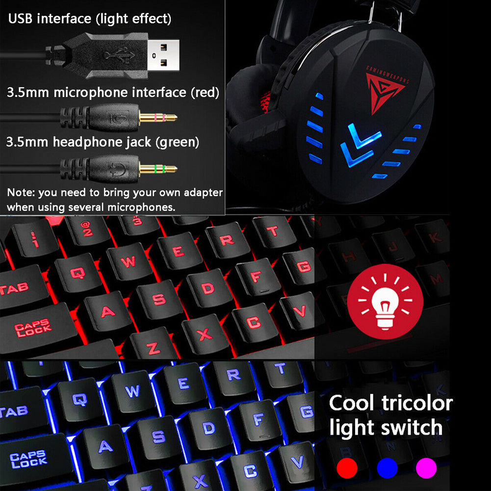 USB Wired Luminous Gaming Keyboard and Mouse Set with Backlight