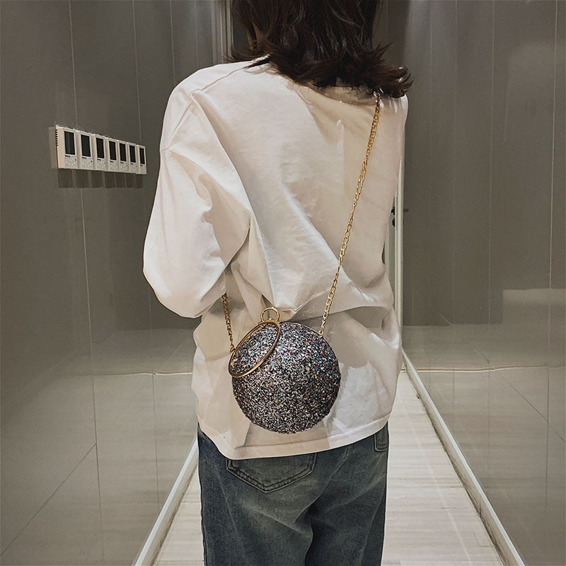 Round Ball Chain PU Messenger Bag for Women
