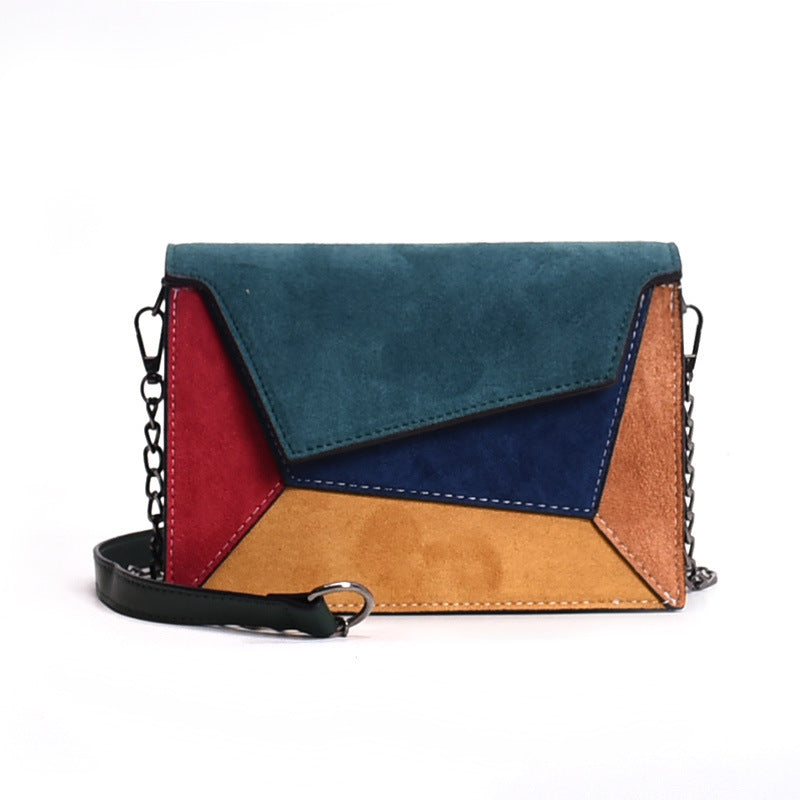 Autumn Colorblock Small Square Shoulder Bag with Magnetic Closure