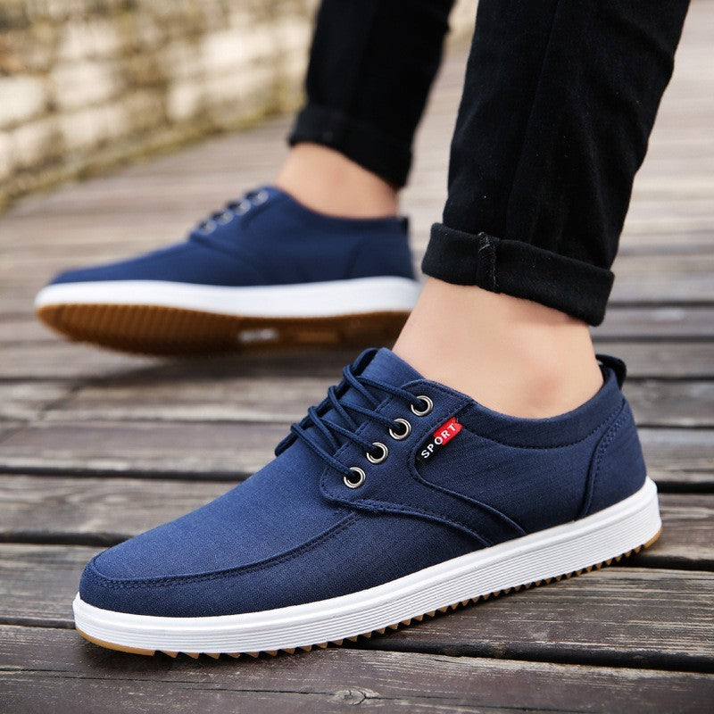 Chaussures plates décontractées en toile respirante à lacets pour hommes