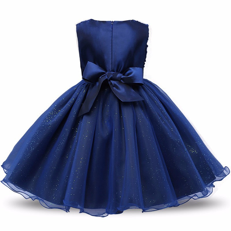 Princess Flower Girl Knee-Length Tutu Dress for Summer Wedding & Birthday Party