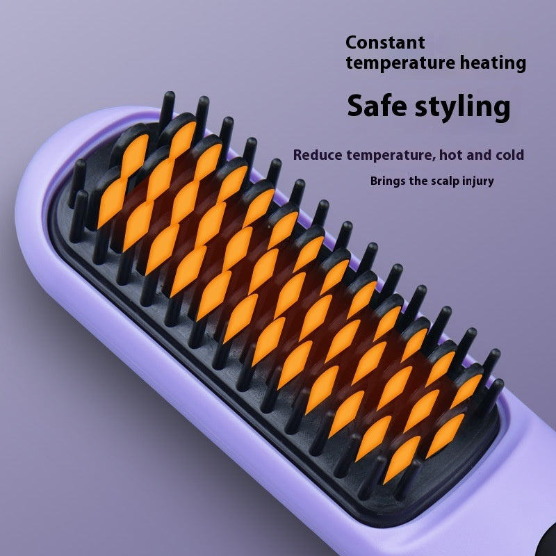 Wireless Straight Comb Negative Ion Hair Curler And Straightener Dual-use Comb