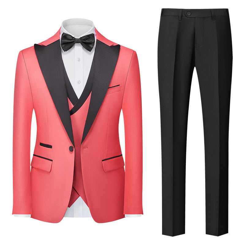 Men's Slim-Fit Three-Piece Cotton Blend Suit