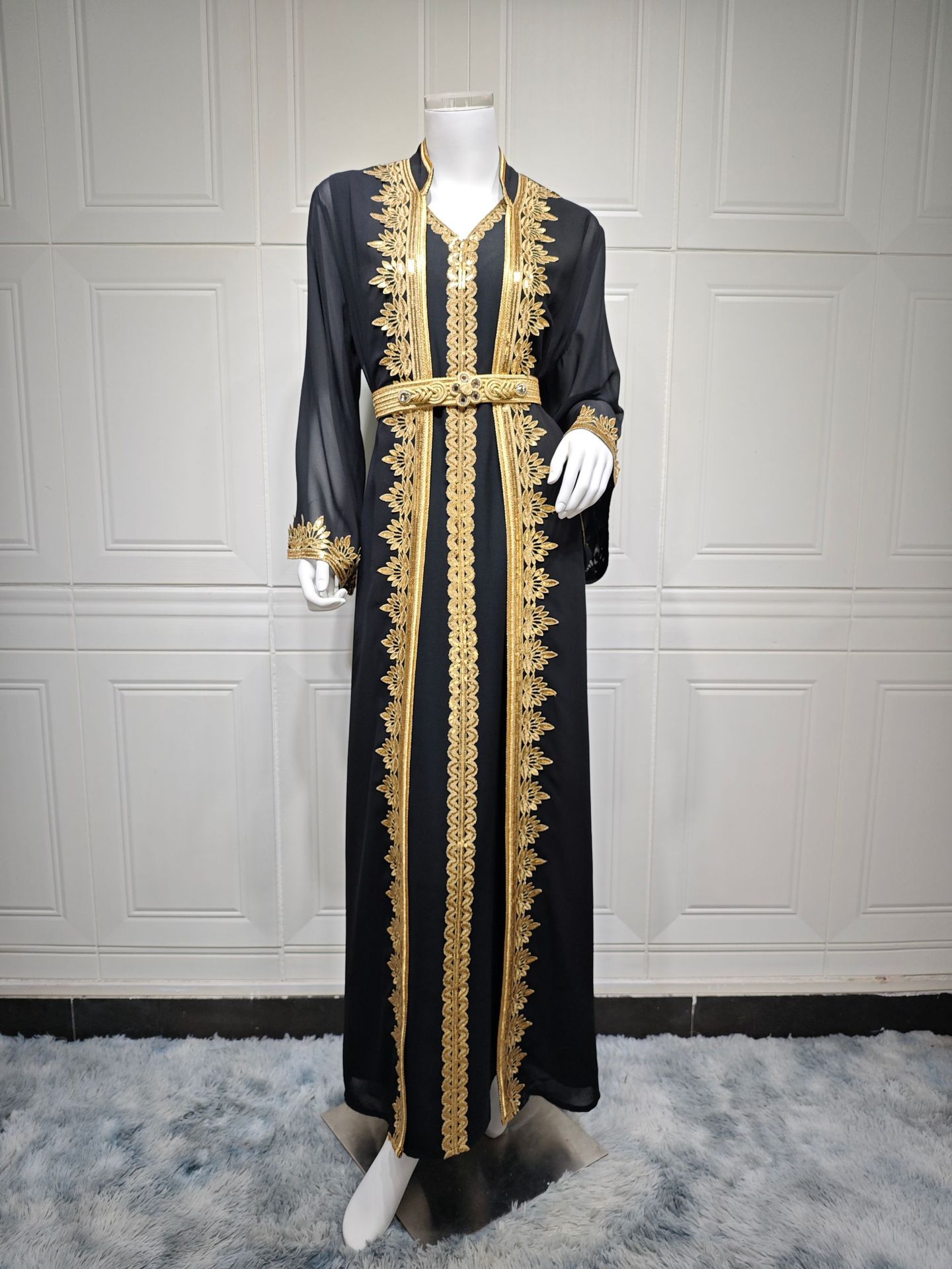 Ensemble deux pièces de robe à ruban pour femme arabe