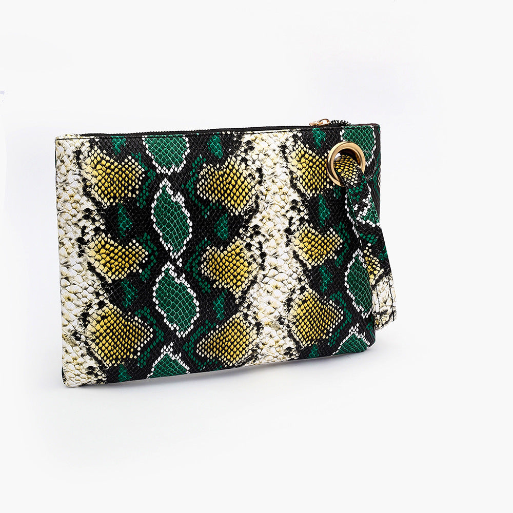 Pochette en forme de serpent en PU avec fermeture éclair pour femme
