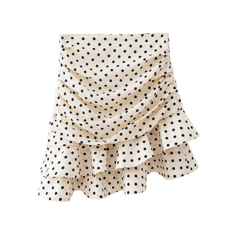 Polka Dot Skirt in Polyester Fiber, Sizes S-XL
