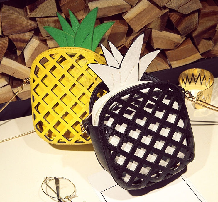 Pineapple PU One Shoulder Messenger Bag 14x16x7 cm