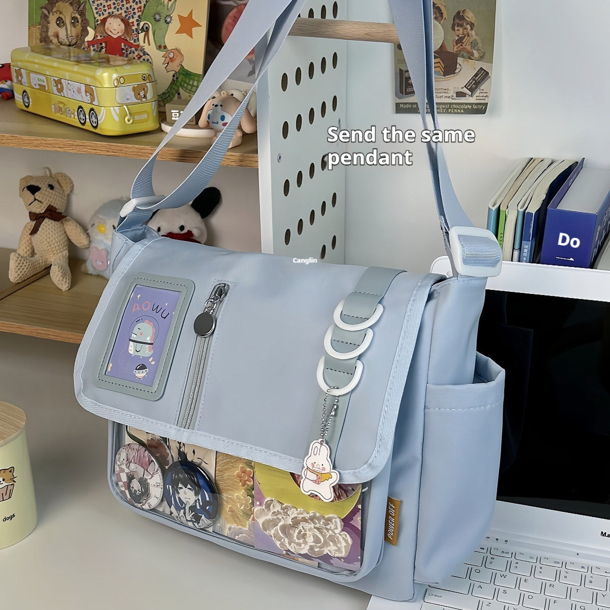 Canvas Waterproof Lightweight Casual Crossbody Handbag 33×27×15cm