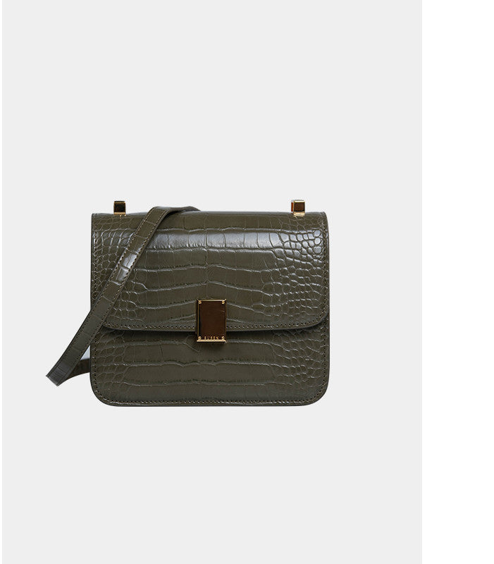 Pattern Women's PU Leather Crocodile Messenger Tofu Bag – Light Luxury, All-Match, Small & Large Sizes