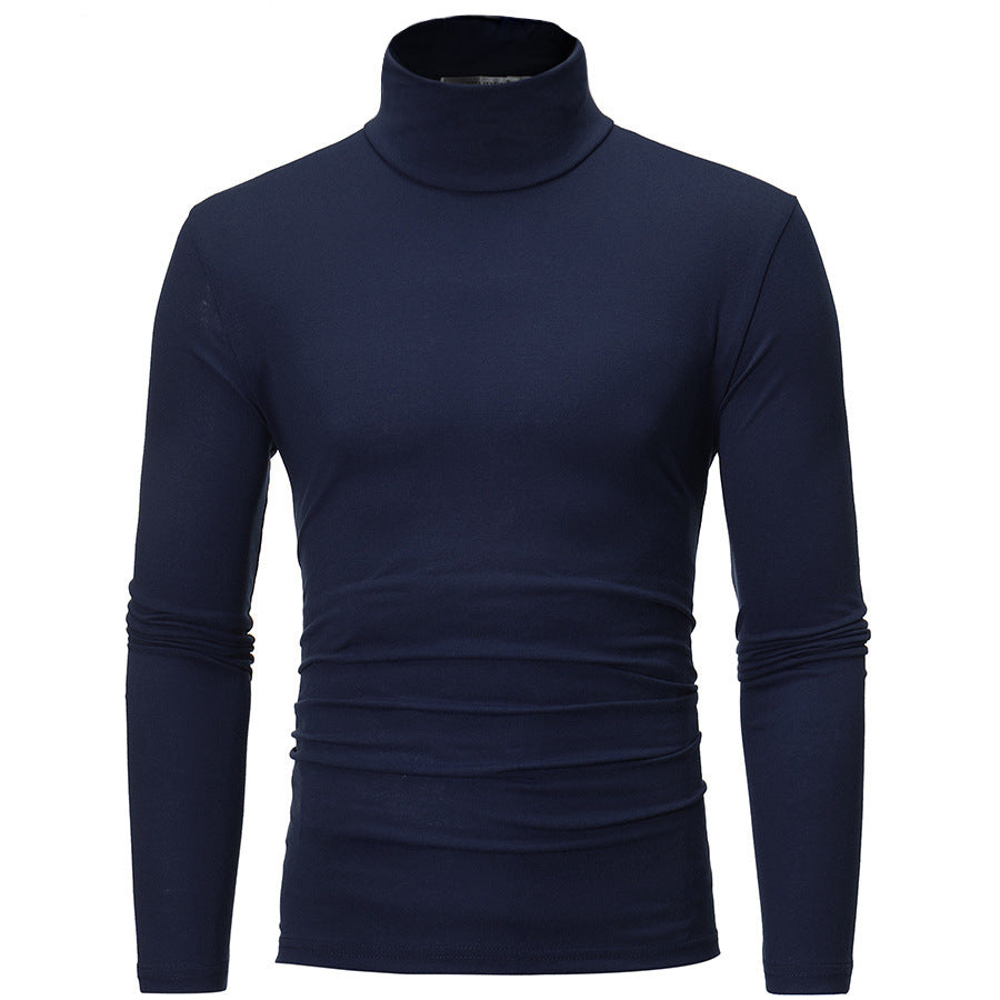 Haut T-shirt fin à manches longues et col montant en soie de lait