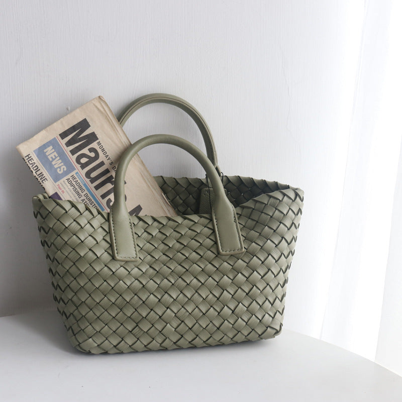 Sac à main femme en cuir véritable à porter sur l'épaule - Vert et noir, 20x12x15cm