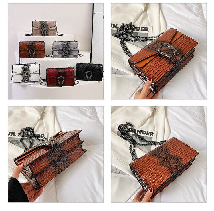 Women's PU Leather Chain Shoulder Messenger Bag 26cm