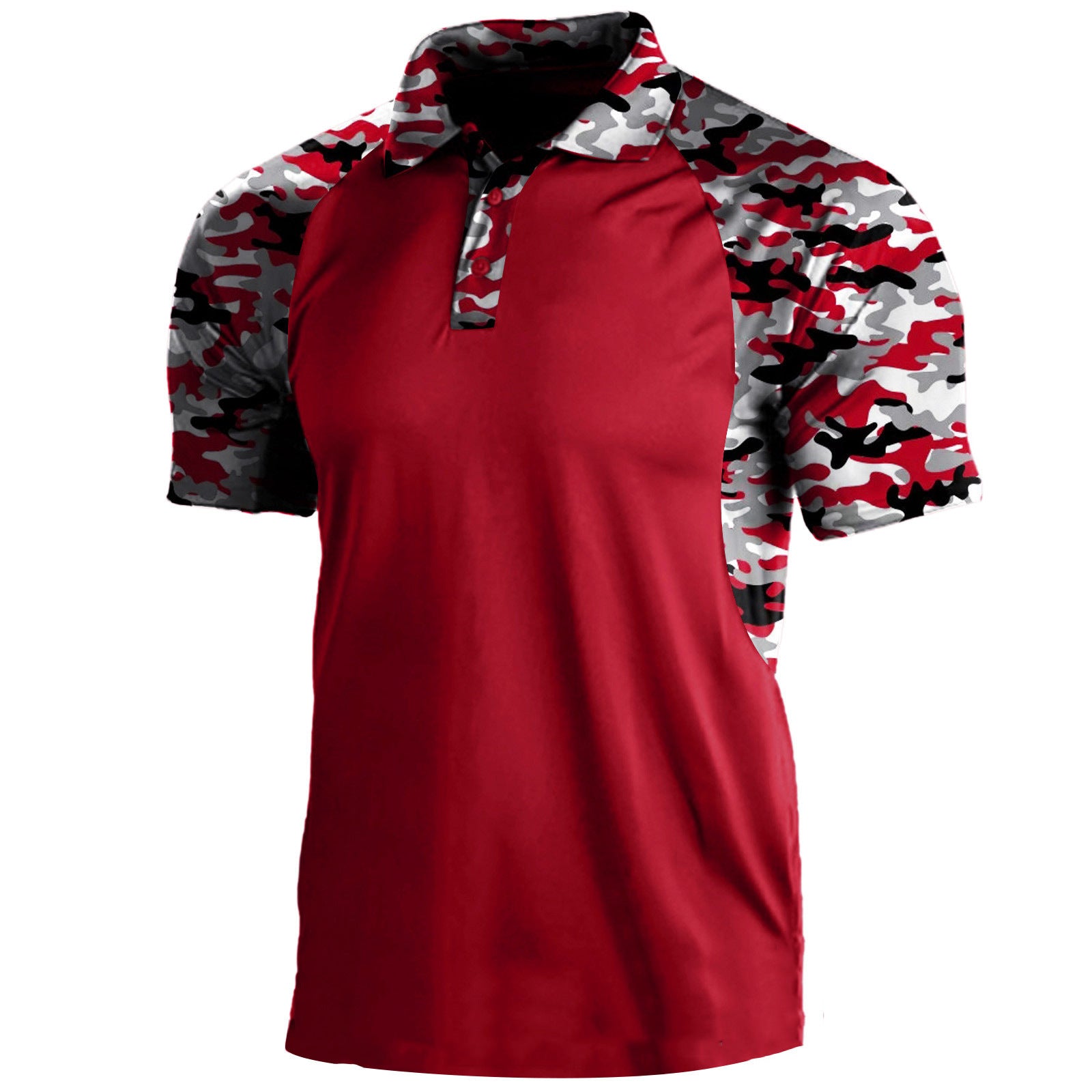 Men's Striped Polo Shirt Lapel Zipper Short Sleeve Polyester