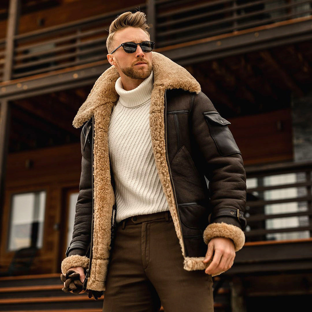 Mens Winter Military Fleece Jacket with Fur Collar Tactical Coat