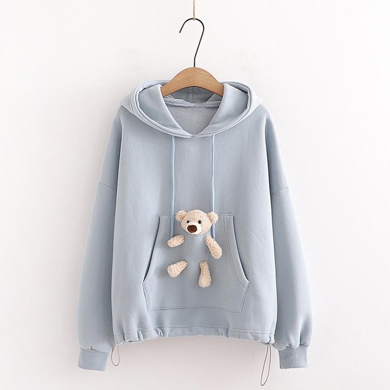 Baby Bear Plush Round Neck Warm Sweater Jacket with Hood