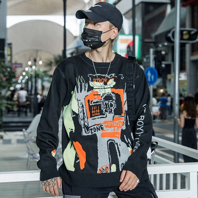 Graffiti Loose Polyester Sweater