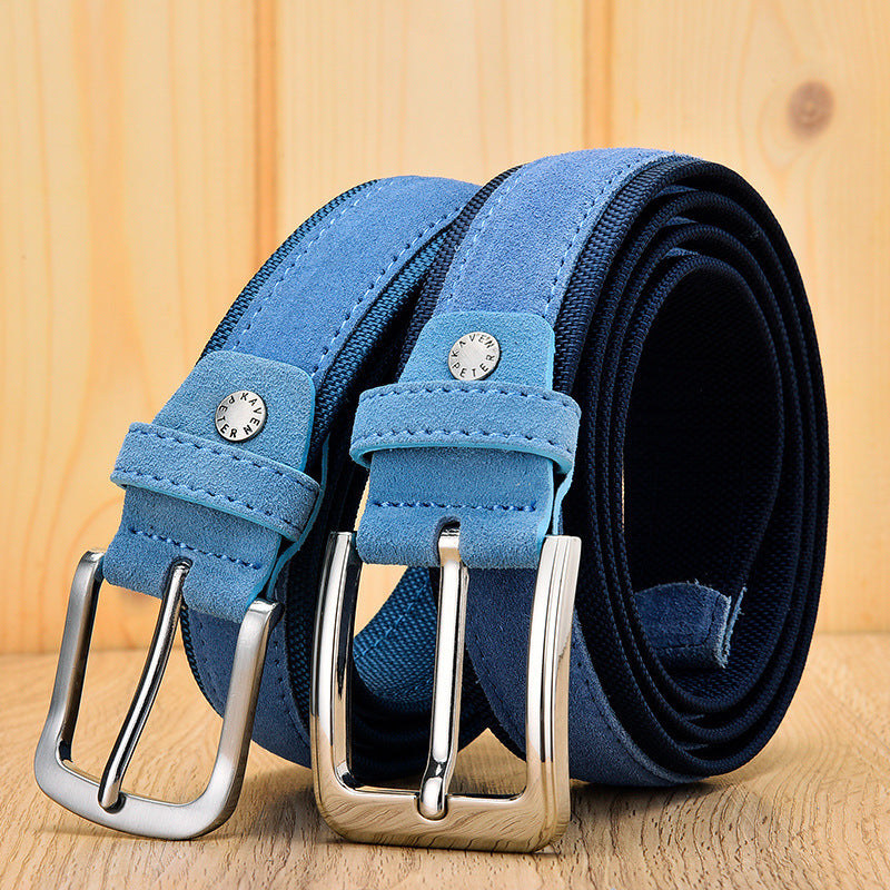 Men's Suede Leather Oxford Cloth Belt with Buckle