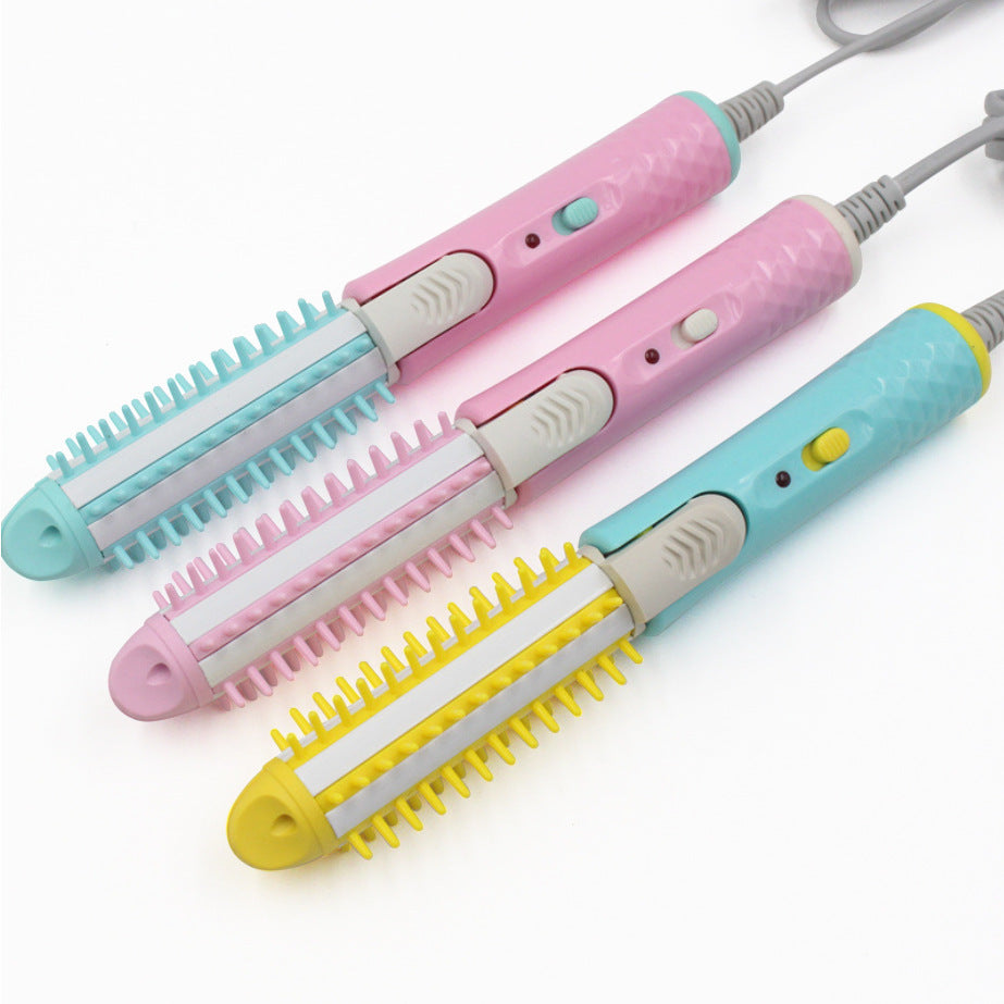 Mini 2-in-1 Electric Hair Curler & Straightener Brush 21cm