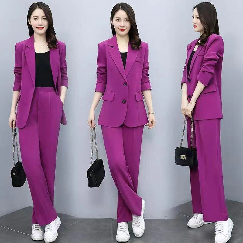 Tailleur pantalon deux pièces pour femme à jambes larges