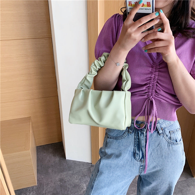 PU Underarm Shoulder Bag Handbag with Zipper 21cm