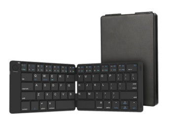 Leather Surface Wireless Mini Bluetooth Folding Keyboard for Laptop Tablet Phone