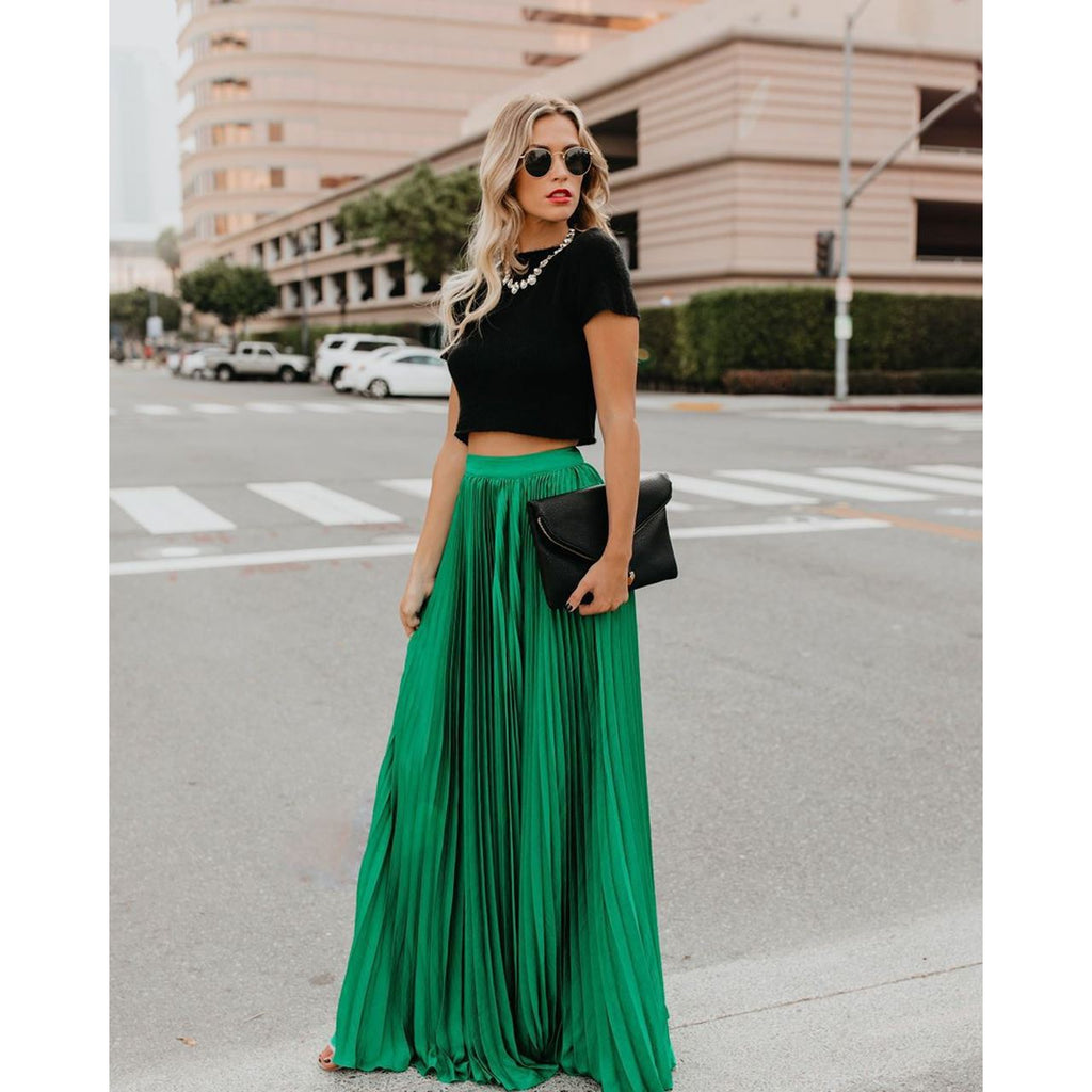 Jupe longue décontractée taille haute pour femme en plusieurs couleurs S-XL