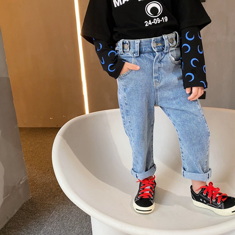 Western Style Kids Plain Jeans Trousers