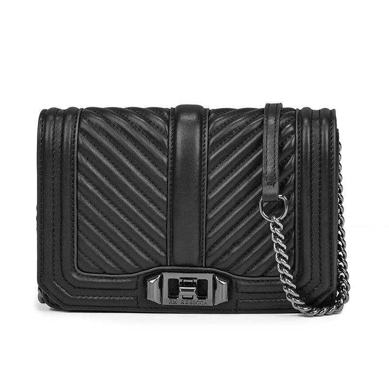 Women's Rhombic Chain Shoulder Bag Crossbody Plaid Cowhide