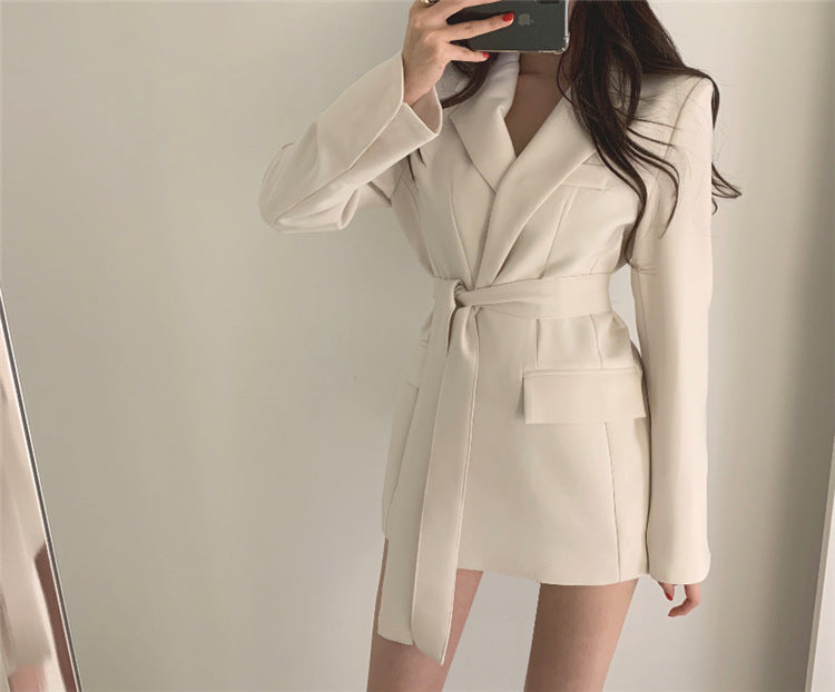 Petit blazer de costume coréen ajusté pour femme, style britannique