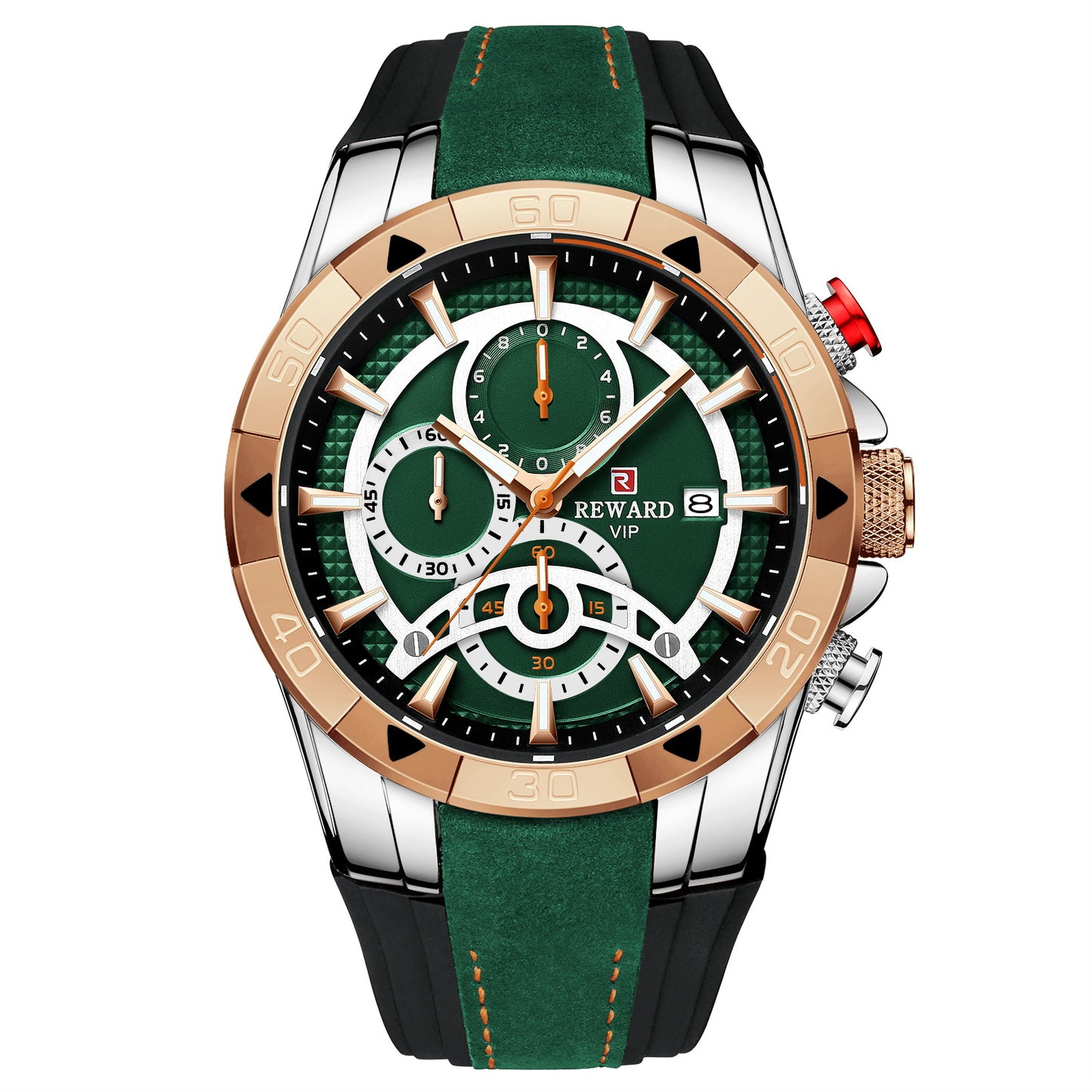 Men's Business Quartz Watch with Calendar and Six-Pin Silicone Strap