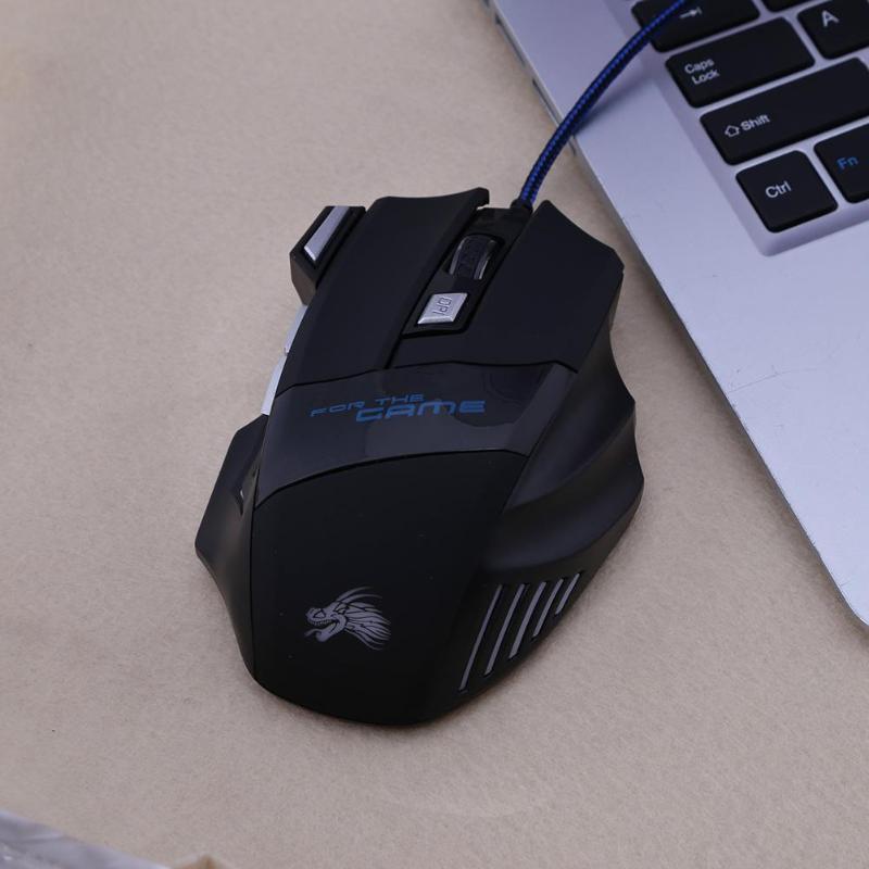 Wired 5500DPI Optical Gaming Mouse with 7-Color LED Backlight, 7 Buttons USB for PC Laptop Desktop