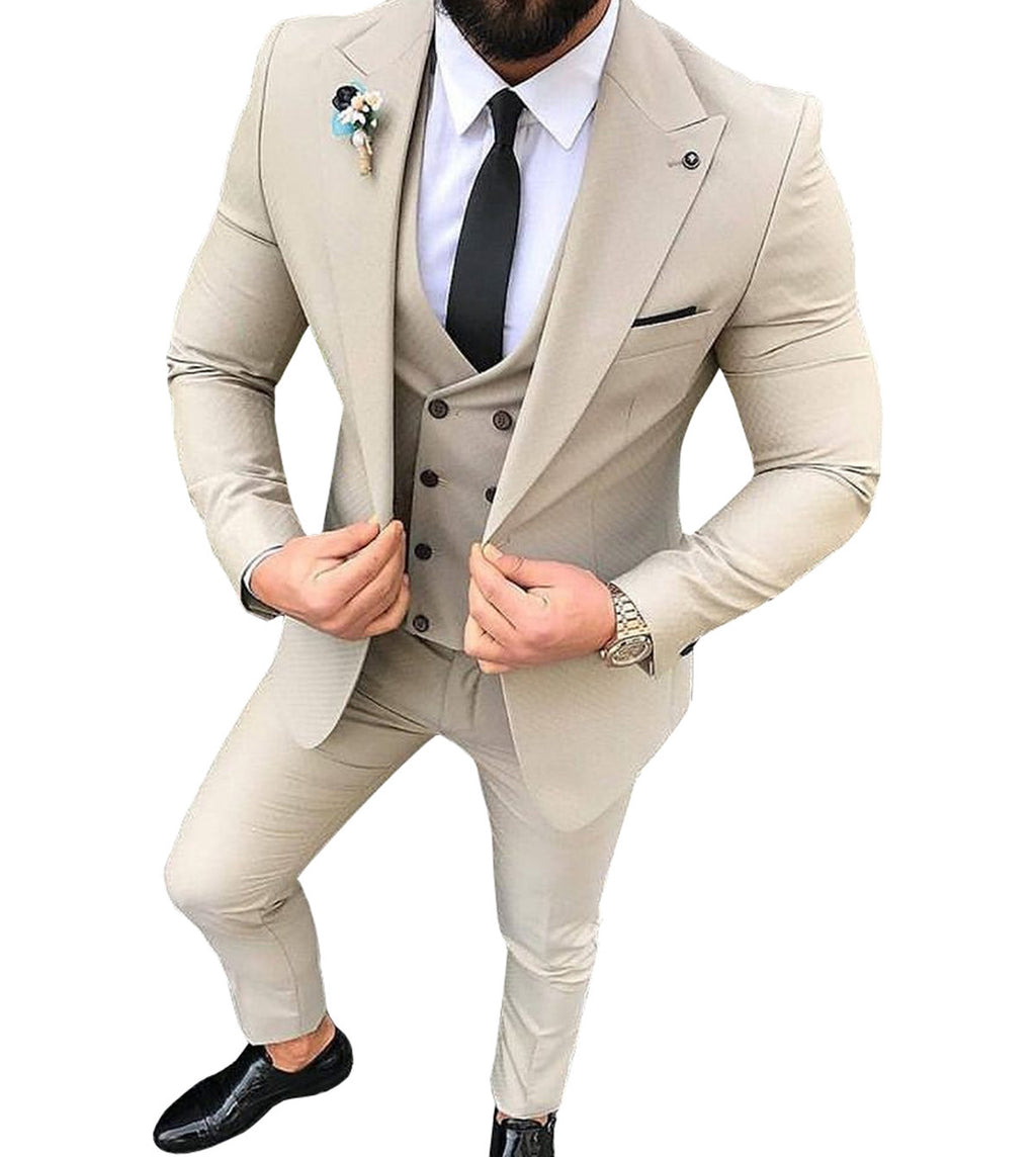 Men's Slim Fit Business Suit with Collar - Multiple Colors & Sizes