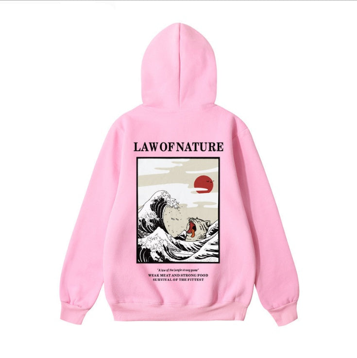 Street Retro Waves Casual Hooded Sweater for Men and Women