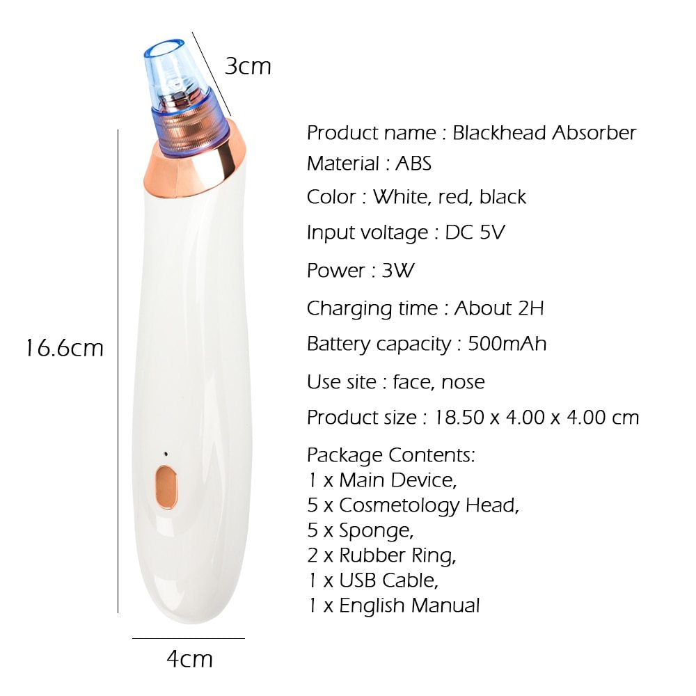 Electric Blackhead Pore Cleaner Vacuum Acne Remover Tool