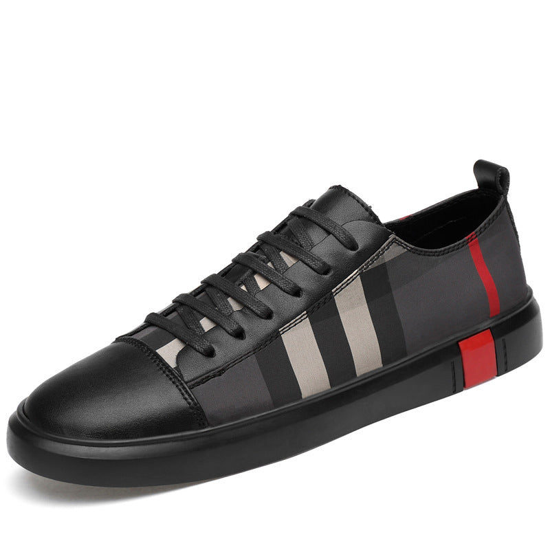 Leather Canvas Casual Shoes Flat Heel Round Toe