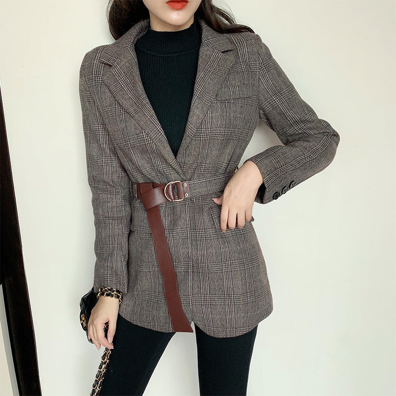 British Style Retro Plain Single-Breasted Blazer