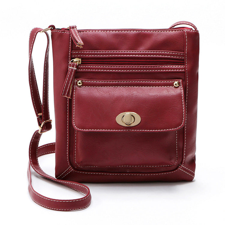Retro PU Leather Pouch Small Crossbody Bag 24x22cm