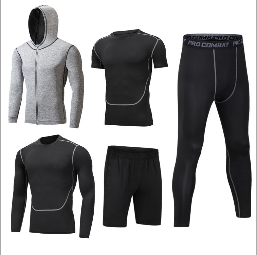 Ensemble Sport Homme Séchage Rapide à Capuche Manches Longues Pantalon Neuf Points Fitness Course à Pied
