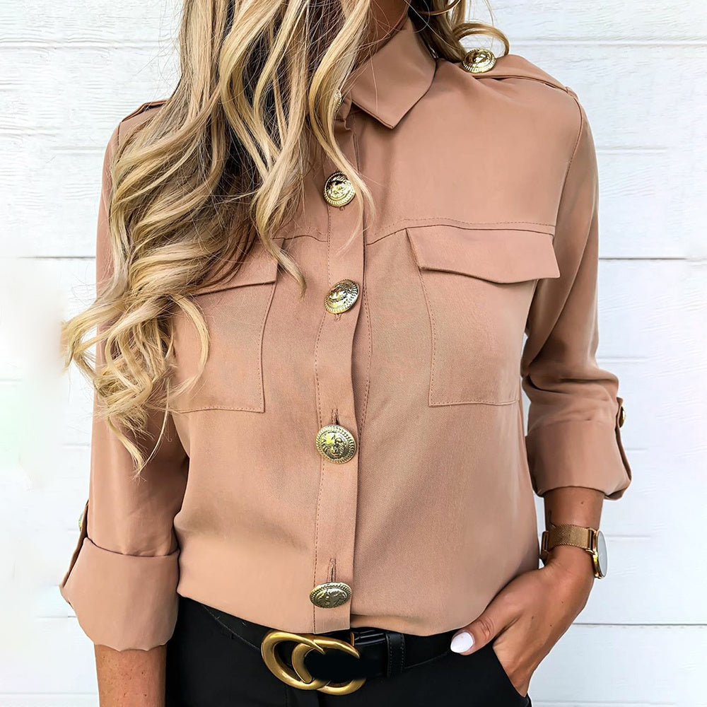 Charming Buttoned Long Sleeve Shirt for Women