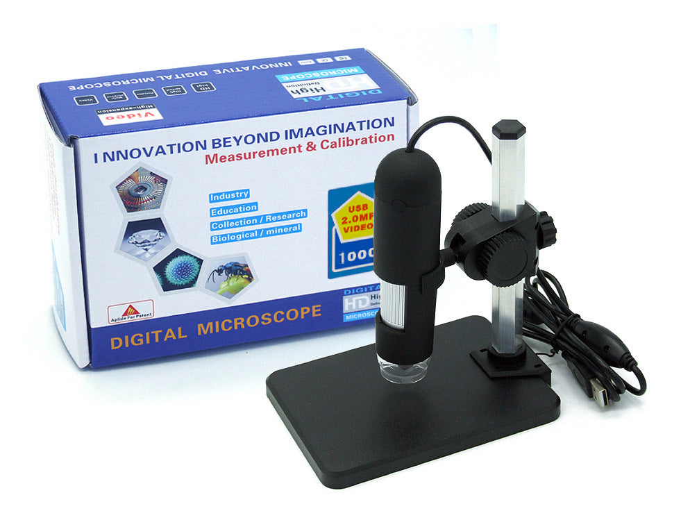Caméra microscope USB avec grossissement 1000X, 8 lumières LED et résolution 640x480