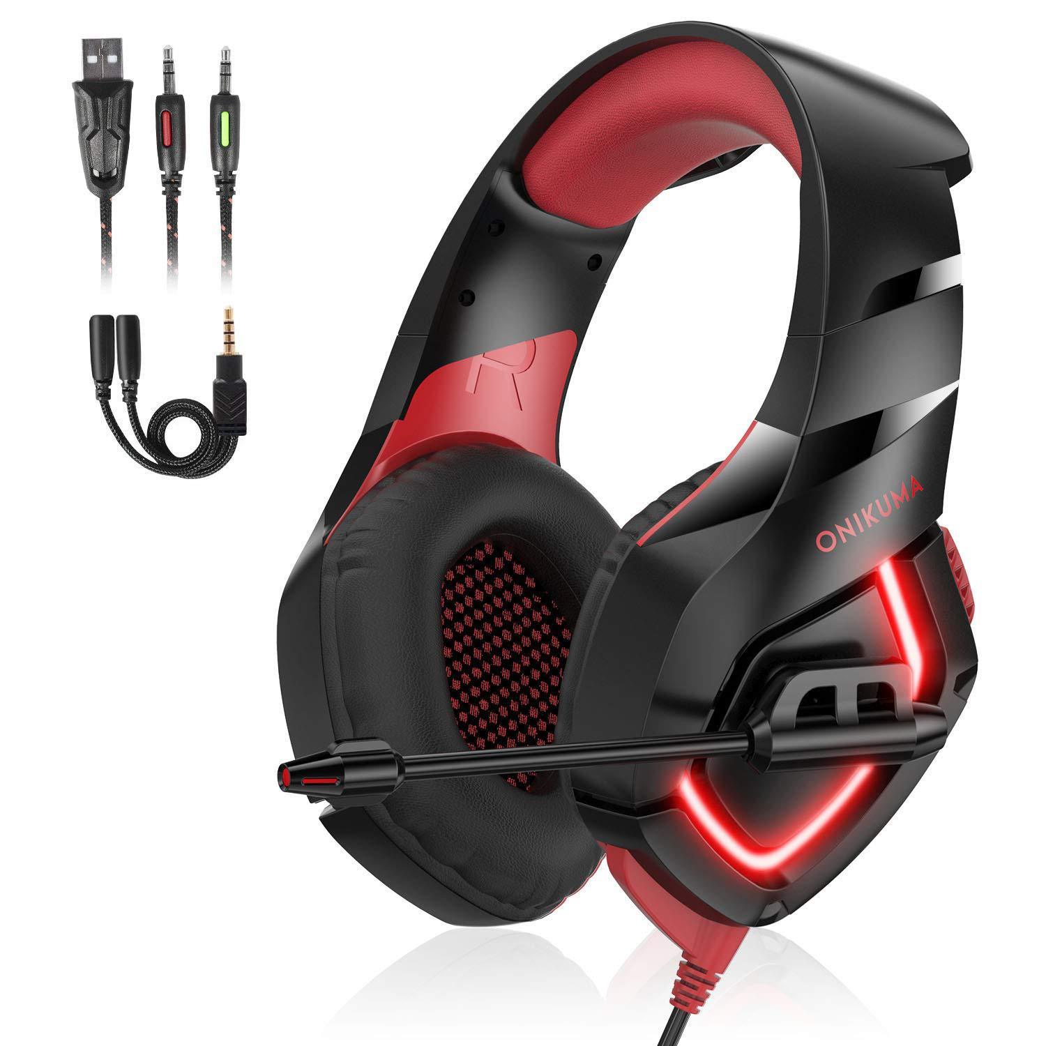Gaming Headset with 50mm Speakers and 3.5mm + USB Jack