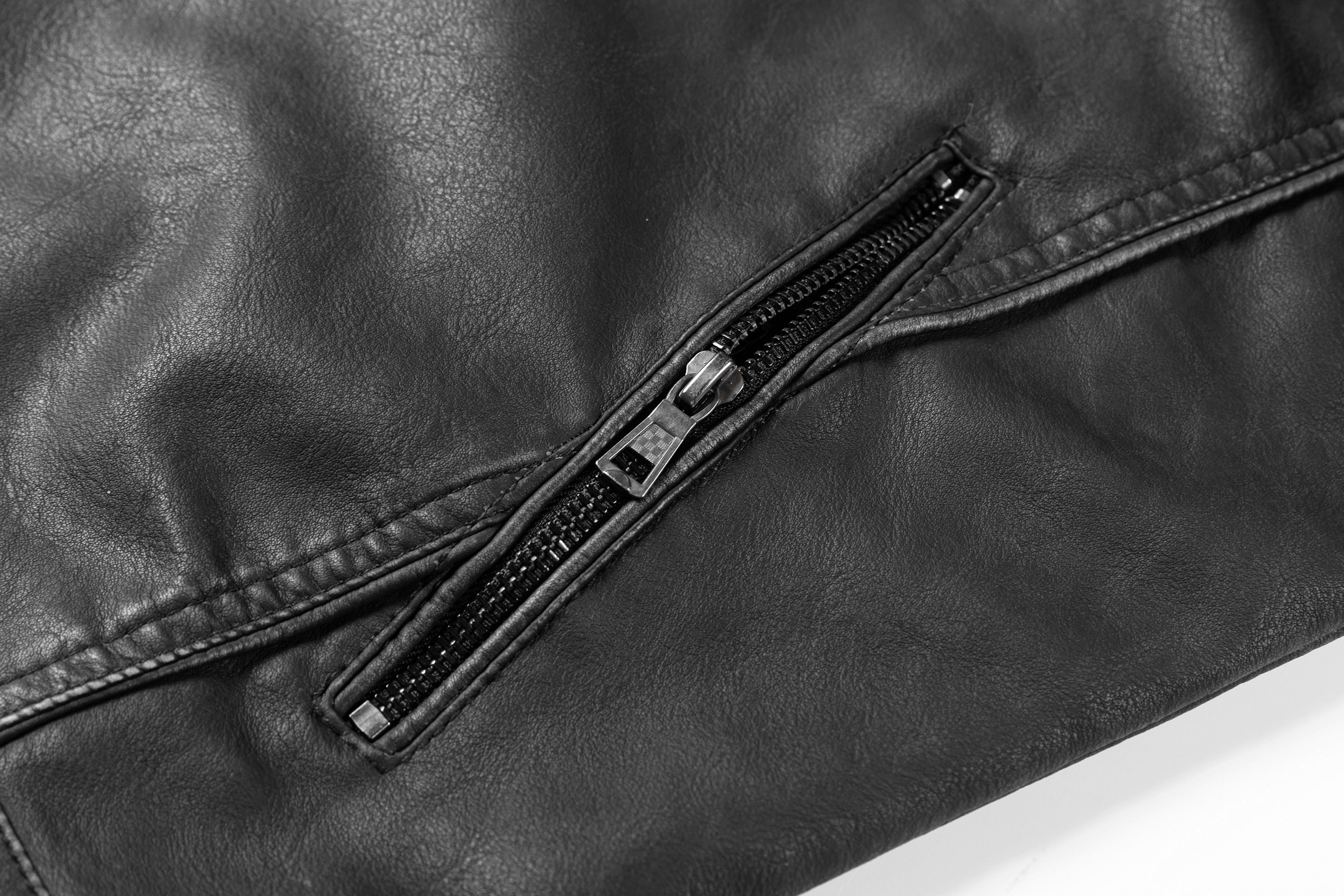 Men's Black PU Leather Vintage Motorcycle Biker Jacket