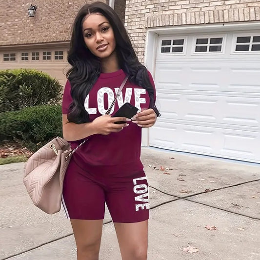 Love Print Casual Two-piece Set