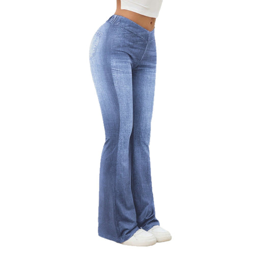 Jean taille haute coupe ajustée légèrement évasée pour une silhouette affinée