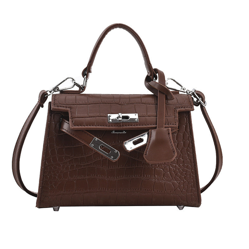 French Niche Stone Pattern Small Kelly Handbag for Women