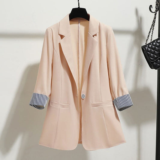 Slim Drape Thin Three-quarter Sleeve Suit Top