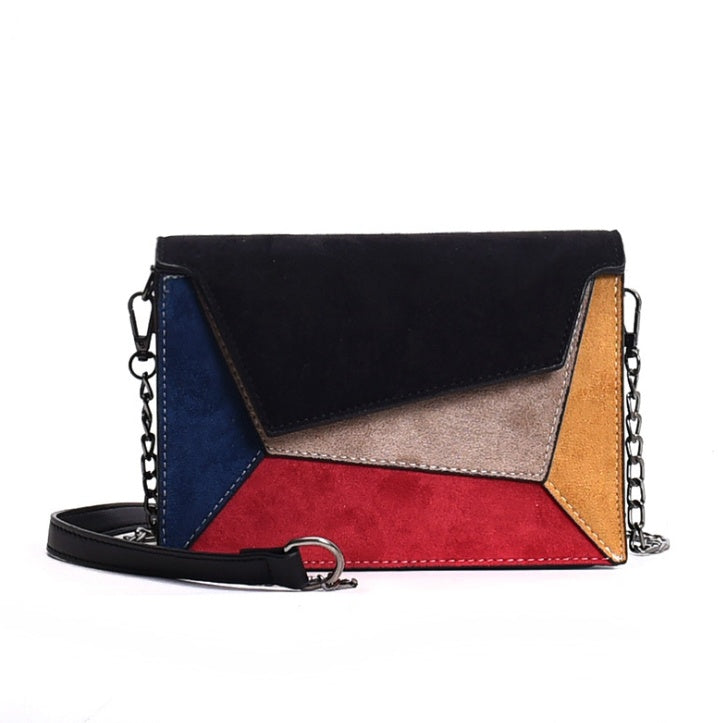 Autumn Colorblock Small Square Shoulder Bag with Magnetic Closure