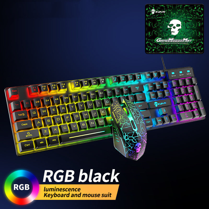 Ensemble clavier et souris lumineux RVB Kuiying T6RGB avec tapis de souris